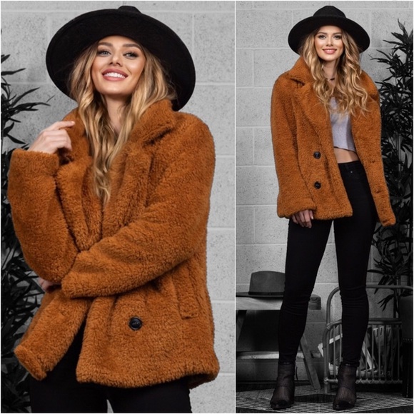 🍁1️⃣LEFT🍁New Lined Sherpa Ultra Soft Button Front Fall/Winter Pea Coat Jacket - Picture 5 of 5